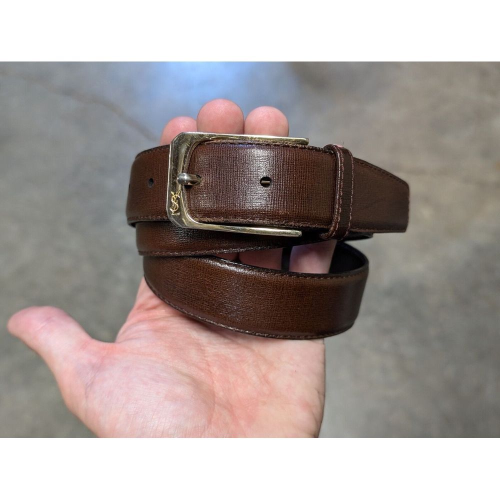 Vintage YSL Brown Leather Belt